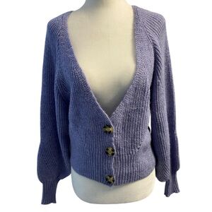 Topshop Purple Cardigan Sweater Size US 4-6 NWOT Lavender Balloon Sleeve